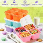 4 Pack Snack Containers Bento Box Adult Lunch Box,Meal Prep Container, Reusable Food Storage lunch Containers Stackable for Work, Travel and Gym (Pink, Orange, Green, Purple)