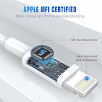 iPhone Charger 5Pack 6FT MFi Certified Lightning Cable Fast Charging Cords Apple Charger Compatible with iPhone 14 13 12 11 XS XR X Pro Max Mini 8 7 6S 6 Plus 5S SE iPad iPod AirPods