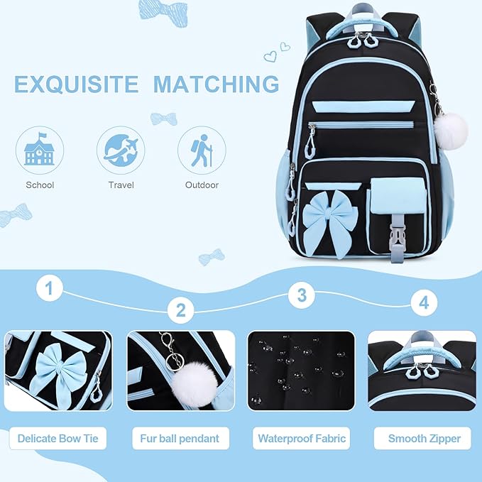 DIGOBAY Backpack for Girls, 3PCS Girls Backpack for School with Lunch Bag Pencil Case, Cute Kids Teens Bookbag for Kindergarten Elementary Preschool Middle School