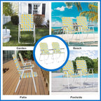 VINGLI Patio Lawn Webbed Folding Chairs Set of 4, Outdoor Beach Chair Portable Dining Chair for Outdoor Yard, Garden (Yellow, Classic)