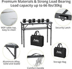 Anbte Folding Camping Table, Aluminum Small Folding Table 3 Adjustable Height Max 27.5", Portable Table with Carry Handle, Lightweight, for Outdoor Indoor Travel Camping Picnic BBQ, 34.6" x 15.7"