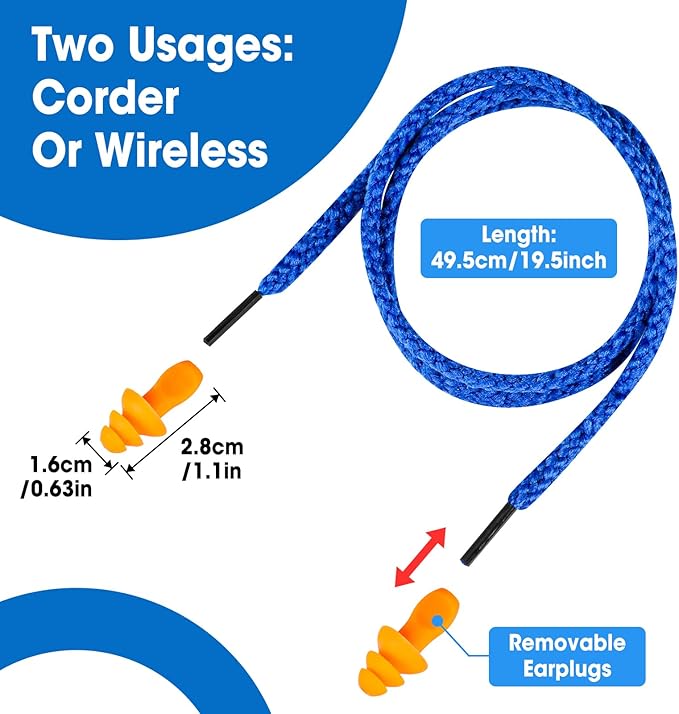 AZEN 55 Pairs Silicone Ear Plugs, Reusable Earplugs for Noise Reduction, 25dB NRR Corded Ear Plug for Sleeping Noise Cancelling, Ear Plug with String Individual Packing