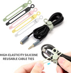 UMUST 35pcs Silicone Cable Ties,Reusable Cable Management Organizer, Wire Ties，Travel Cord Ties，Cord Organizer for Bundling Cable Cords in Home,Office,Kitchen,School(5 Colors)
