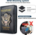Coowayze Passport Holder Cover for Women Men, Leather US Passport Wallet Case with Vaccine Card Slot for Travel, RFID Passport Book Cover Travel Document Organizer Carrier