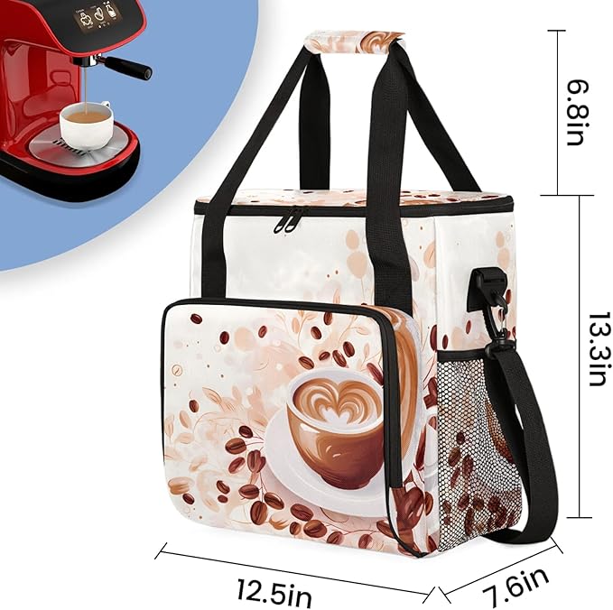 Coffee Maker Travel Bag Compatible with Keurig K-Mini, K-Mini Plus or Other Accessories, Portable Coffee Maker Case with Shoulder Strap for Travel(Bag Only)
