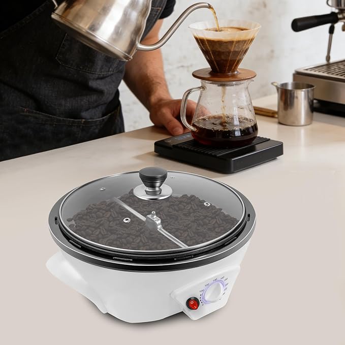 500g Coffee Bean Roaster Machine,0-240°C Electric Coffee Roasters,110v 800w Coffee Bean Baker,Household Bean Roasting Machine,Non-stick Home Peanut Beans Roaster for Stovetop, Countertop