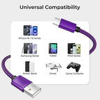 Basesailor for iPhone 17 16 Pro Max Charger Cord,USB to USB C Cable,Type C Charging Power Cord for Apple 17e 15 iPad 10 Air 4 5,Samsung Galaxy S26 S25 S24 S23,Purple,2Pack 10FT(3M)