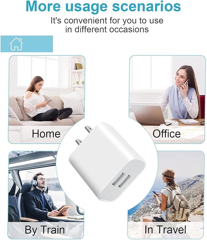 USB Wall Charger,4 Pack Dual Port Plug Adapter for Wall Outlet Charging Block, USB Power Adapter for iPhone 14/13/12/11 Pro/Pro Max, XS/XR/X,Galaxy, Pixel, Moto and Android Phones (White)