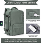 WONHOX Large Travel Backpack Women, Carry On Backpack,Hiking Backpack Waterproof Outdoor Sports Rucksack Casual Daypack with USB Charging Port Shoes Compartment, Dark Green