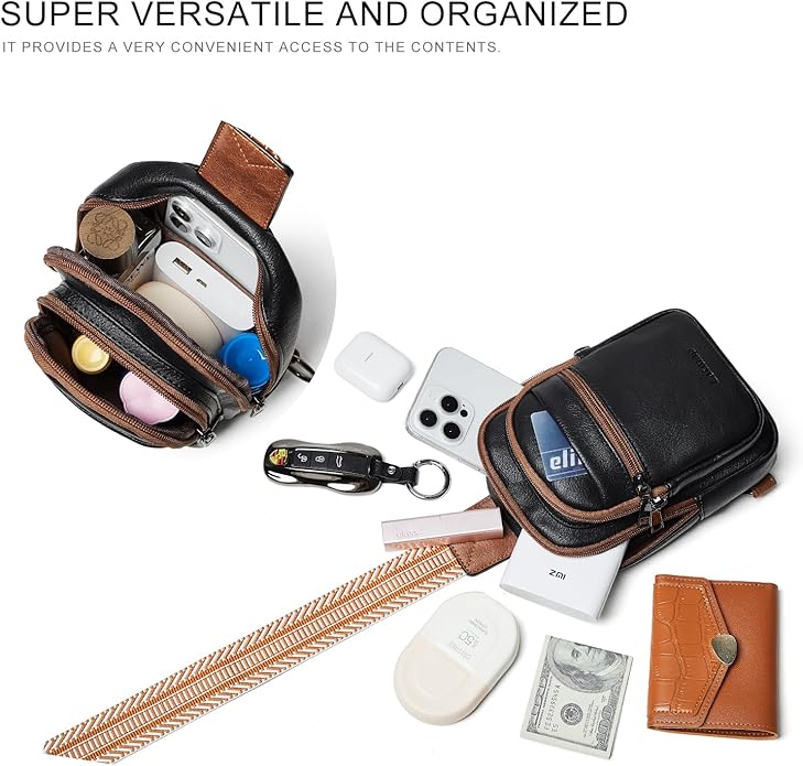 LATMAP Sling Bag For Women Faux Leather Small Casual Daypack Backpack Fanny Pack Crossbody Chest Bags Purse