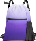 HOLYLUCK Men & Women Outdoor Sport Gym Sack Waterproof Drawstring Backpack Bag (Standard with drawstring, Gradient Purple)