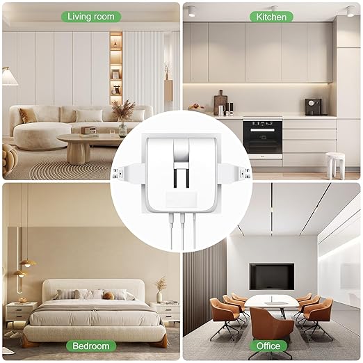 Flat Wall Outlet Extender with USB Charging Ports, HICITY 180° Swivel Power Strip 2 USB Ports, 2 Prong Folding Plug for Tight Spaces, Type A Ultra Thin Design (White)