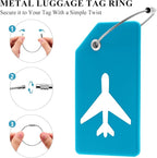 14 Pack Silicone Luggage Tag for Suitcases with Stainless Loop, TSA Approved, Privacy Protection Travel Essentials Bag Tags by Gostwo, Sky Blue