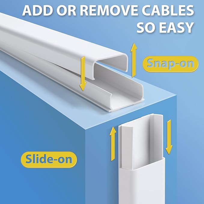 ZhiYo Cord Covers for Wires on Wall 32in(2xL16in), Wire Covers for Cords, X-Large TV Cord Hider Wire Hider for Cords, Cable Hider for Wall Mount TV, Cable Cover Wall Cable Raceway White W1.5in H0.7in