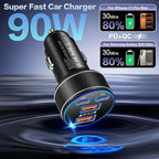 5 Pack USB C Car Charger, Multi Port 90W Super Fast Charging Cigarette Lighter Adapter, 4-in-1 Dual USB-C & USB-A Car Phone Power Adapter for iPhone 17/16/15/Pro Max, iPad, Samsung Galaxy S25