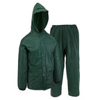 West Chester Master Gear 44100CA 0.20 mm PVC Rain Suit, Medium - Green, Attached Hood, Elastic Waist and Wrist, Zipper Closure
