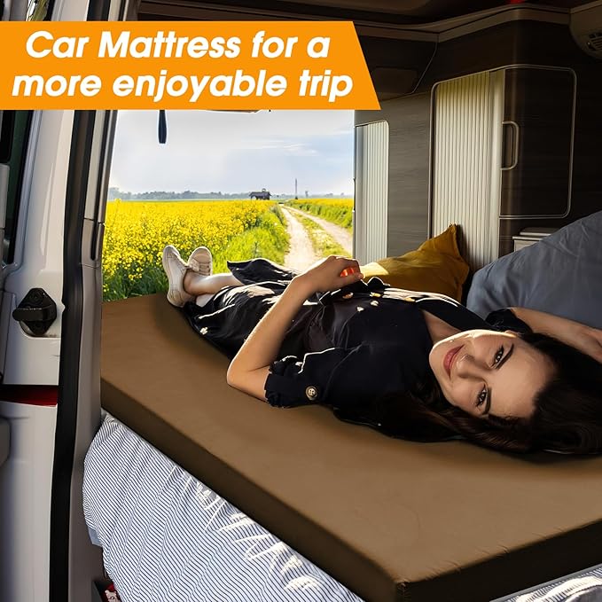 CYMULA Camping Cot Mattress 2in Memory Foam Sleeping Pad,Soft Warm Non-Slip Camping Mattress Topper with Retaining for Adults,Portable Roll up Pad for Travel（only Mattress）