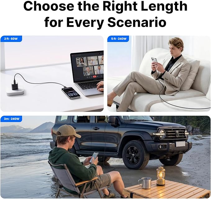 240W USB C Cable& Shargeek 140 Power Bank-White Bundle