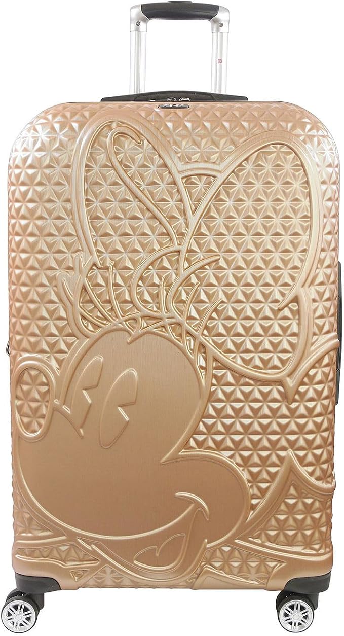 FUL Disney Minnie Mouse 29 Inch Rolling Luggage, Textured Hardshell Suitcase with Wheels, Gold