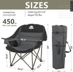 Colegence Oversized Camping Chairs Set of 2, Padded Camping Chair Heavy Duty Lawn Chairs for Adults, XL Foldable Camp Chair for Outdoor Sports, Baseball, Wide Seat Support 450LBS - Black and Grey