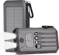 Power Bank Solar Charger 20,000mAh, Portable Phone Charger, 4 Cables Outdoor Waterproof External Backup Power Charger with USB-C for Cell Phones, Solar Battery Pack with Dual Flashlight for Camping