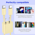 iPhone 17 16 15 Charger Fast Charging,2Pack 20W Apple iPad USB C Wall Chrager Block with 6FT USB C to C Cable for iPhone 17/Pro/Pro Max/17 Air/ 16/16 Pro/16 Pro Max/15/Plus/Pro/Pro Max (Yellow)