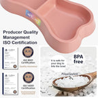 Set of 2 Lightweight Small Dog Puppy Cat Food and Water Bowls 6 oz Double Pink Plastic Portable Outdoor Travel Dish (Pink and Gray Set)