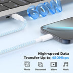 Hzevn 20W USB C Fast Charging for iPhone 17 Air/16/15 Pro Max,3Pack Colorful Mixed Charger Block with Braided Long USB C to C Cables (6/6/10ft) Compatible with iPhone16/15 Pro/15 Plus/iPad Pro
