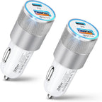Car Charger, 2 Pack 38W Dual-Port USB-C & USB-A Cigarette Lighter Adapter USBC Car Charger Fast Charging for iPhone16e 16 15 14 13, Samsung S25 S24 S23, Pixel Cargador para Carro Phone Plug