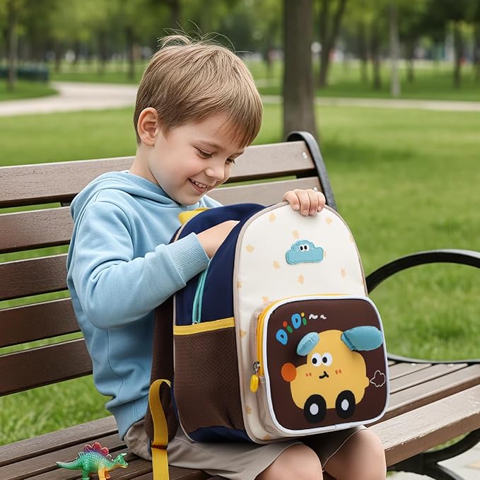 GAGAKU Toddler Backpack for 3 4 5 6+ Boys Splash-Proof Kids Backpack Adjustable Kindergarten & School Backpack | Lightweight 11.2L with Chest Strap and Reflectors - Car