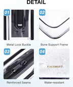 BAGSMART Clear Toiletry Bag, 2 Pack TSA Approved Travel Toiletry Bag Carry on Travel Accessories Bag Airport Airline Quart Size Bags Water Repellent Makeup Cosmetic Bag for Women (White-2pcs)