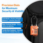 TSA Approved Cable Luggage Locks, Re-settable Combination with Alloy Body, Orange 4 Locks.