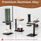 Portable Coffee Maker Stand,Adjustable-height Pour Over Dripper Stand with Base,Espresso Machine Holder for Home,Desk,Travel,Camping( Square/Black)