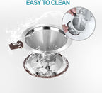 Pour Over Coffee Dripper, Reusable Paperless Coffee Filter,Professional Stainless Steel Drip Cone Brew Coffee Strainer,Upgraded Double Micro Mesh Filter with Cup Stand,1-4 Cup