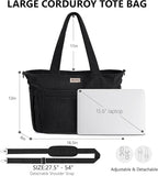 Bagstellar Corduroy Tote Bag for Women, 17 Pockets Laptop Work Tote Bag Lightweight Teacher Nurse Bible Bag for School Travel | with 40oz Cup Holder, Multi Compartment, Zipper Crossbody Bag, College Shoulder Bag, Daily Purse w/ Strap, Ideal Gift for Women