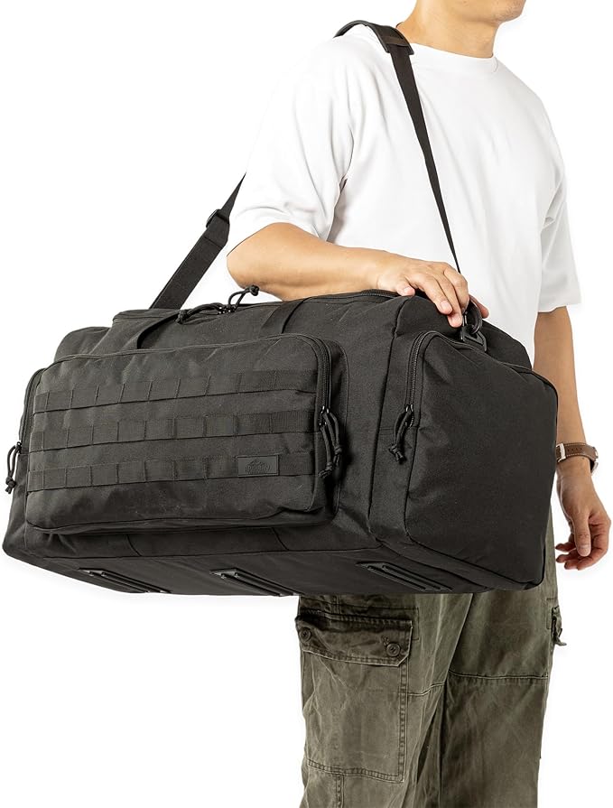 APRILBAY Super Quality 60L Large Duffel Travel Bag Luggage Foldable Bag Cargo Sport Gear Equipment Skiing Hardware Bag Heavy Duty& Durable(Black)