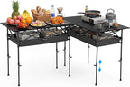 Briwooody 2 Pack Portable Folding Camping Table, Adjustable Height Aluminum Roll-Up Outdoor & Indoor Picnic Table with Large Carry Bag for Beach, BBQ, Travel & Backyard(37.4 x 21.65 Inches)
