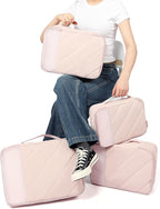NISHEL 6 Set Packing Cubes for Travel, Luggage Organizer Bags with Shoe Bag, Lightweight, Durable Space Saver Bags Travel Essentials, Pink