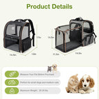 Large Cat Backpack Carrier Expandable Pet Carrier Backpack for Small Dogs Medium Cats Fit Up to 18 Lbs, Dog Backpack Carrier, Foldable Puppy Backpack Carrier for Travel,Black