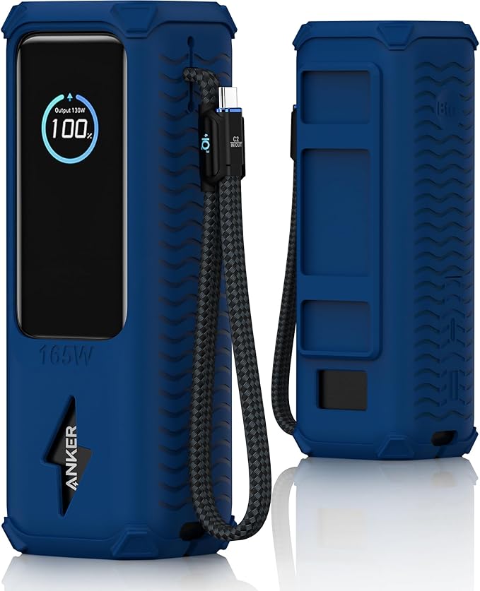 YWXTW Silicone Case for Anker Laptop Power Bank (25,000mAh/165W) - Shockproof Drop-Resistant, Built-in Cable Storage | Non-Slip Grip, Hidden Dust Plug Protective Cover for Anker Power Bank 165w