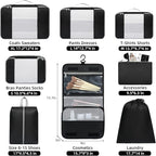 BAGAIL 6 Set/8 Set/10 Set Packing Cubes Various Sizes Packing Organizer for Travel Accessories Luggage Carry On Suitcase