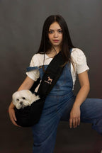 Noah & Paw Dog Sling Carrier for Small Dogs 3-10lb, Dog Sling for Small Dogs and Cats, Dog Carrier with Adjustable Padded Strap, Vegan Denim Lined with Fur, 3X Safety Features, Machine Washable