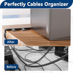 Abnii 50 PCS Hook and Loop Cable Ties, Under Desk Cable Management, Self Adhesive Cable Tidy Clips Straps, Sticky-Back Cord Organizer, Wire Organizer for TV PC Laptop Ethernet Desktop, Black