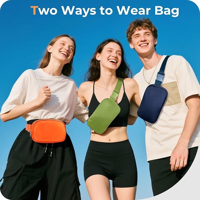 Belt Bag Zipper Fanny Pack Crossbody Bags for Women,Fashion Nylon Waist Packs, Water Repellent Two Way wear with Adjustable Strap Gifts for Teenage Girls Women Men(pistachio)