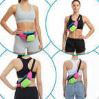 80s Neon Fanny Pack 2 Pockets 90s Belt Bags for Women Men Waist Retro Packs for Holiday Festival, 80s Theme Halloween Party, Vintage Rave Accessories Plus Size Belt Bag, Pink Bottom