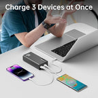 PSOOO Portable Charger 27000mAh 65W PD Fast Charging Power Bank, 3-Port External Battery Pack with LED Flashlight, Compatible with iPhone, Samsung, MacBook, Tablet, Travel & Outdoor Use (Black)
