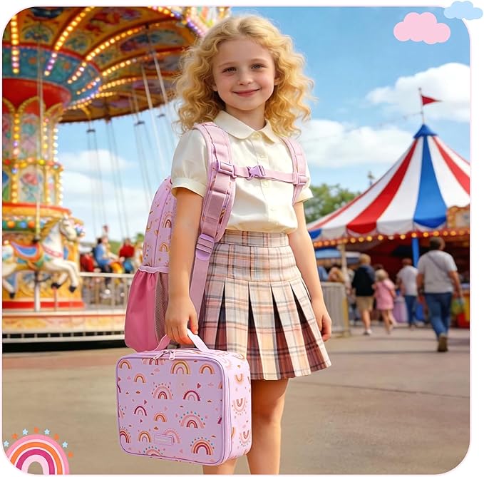 mommore Kids Backpack for Boys Girls 4-8 Kindergarten Elementary School Backpack with Lunch Box - 15” H Fit Folder