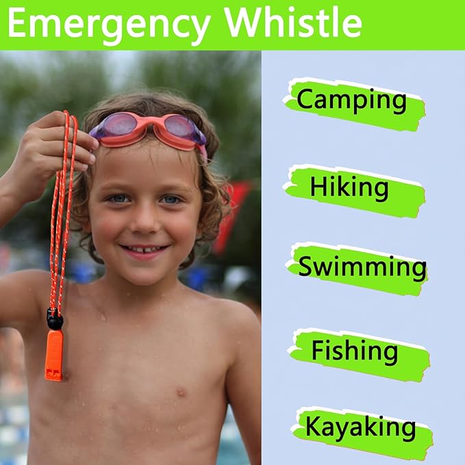 Amzonly Emergency Whistle, 120db Safety Whistle Survival Shrill Loud for Camping Hiking Hunting Boating Fishing Life Vest Jacket Rescue Signaling Kids Lifeguard 5 Pack