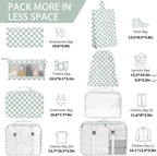 KPX 8 Set Packing Cubes for Travel, Luggage Packing Organizers Accessories Large Toiletries Bag for Clothes Shoes Cosmetics (8Set-Green Checkered)