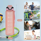 Water Bottle with Straw 1L,Boys Water Bottles with Straw 1 Litre,Waterbottle Leak-Proof Sports Water Bottle,Plastic Drinks Bottles Toxin Free，Bpa-Free (Pink2)